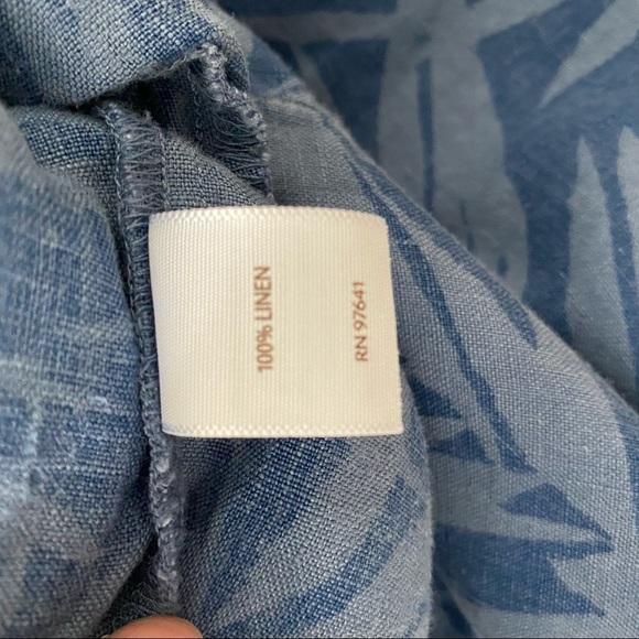 J. Jill Love Linen Blue Print Wide Leg Cropped Pants Medium Elastic Waist size L - Picture 11 of 11